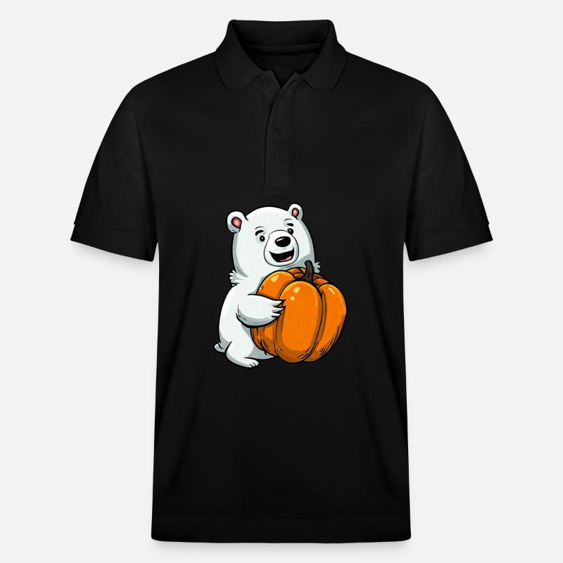 Ours polaire avec citrouille d’Halloween - Polo PREPSTER bio Stanley/Stella Unisexe - noir