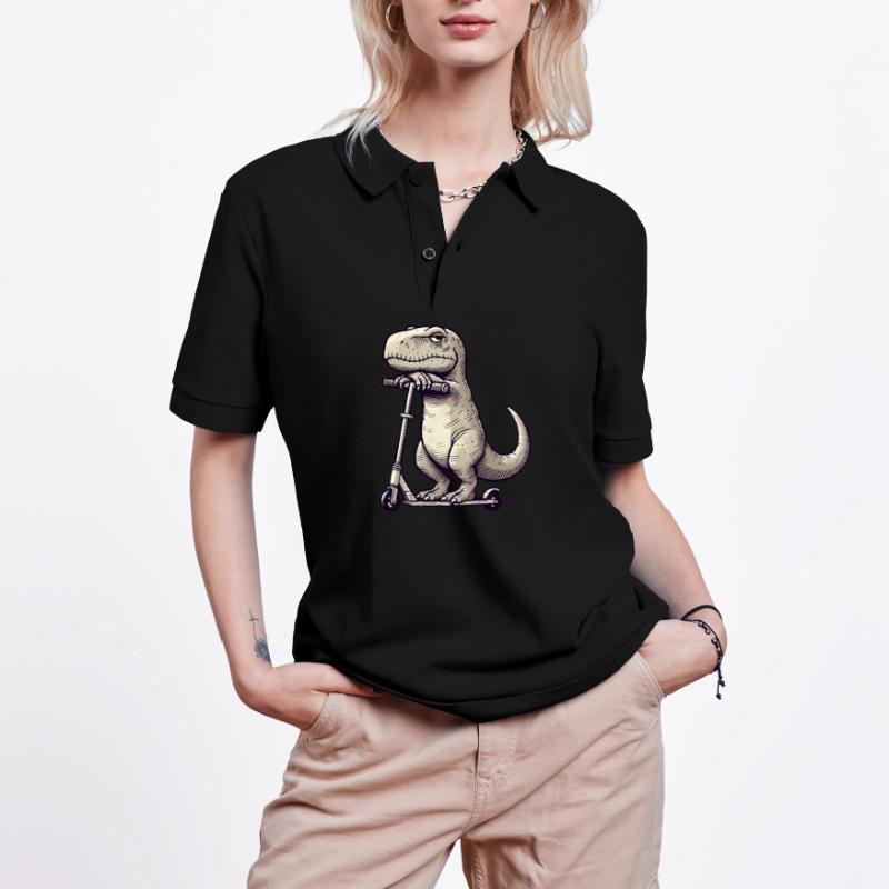 Grumpy Dino T-Rex sur Kickroller Comic Polo PREPSTER bio Stanley/Stella Unisexe