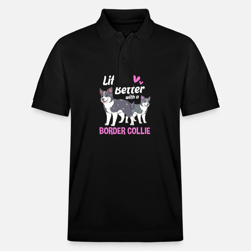 Border Collie - Stanley/Stella Unisex Bio-Poloshirt PREPSTER - Schwarz