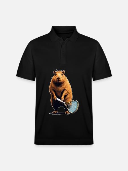 Capybara Tennis - Stanley/Stella Unisex Bio-Poloshirt PREPSTER - Schwarz