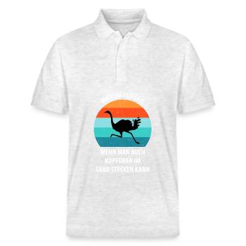 Strauß Ostrich Vogel Strauß Ornithologie - Stanley/Stella Unisex Bio-Poloshirt PREPSTER - Weiß meliert - Vorne - Roxy (174cm) & Andy (188cm)