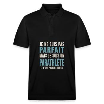 pas parfait para athlète cadeau sport handicape - Polo PREPSTER bio Stanley/Stella Unisexe - noir - Devant - Roxy (174cm) & Andy (188cm)