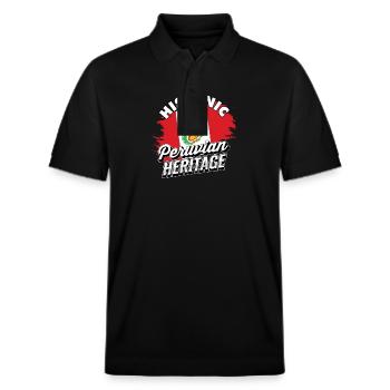 Hispanisches peruanisches Erbe - Peru Heritage Geschenke - Stanley/Stella Unisex Bio-Poloshirt PREPSTER - Schwarz - Vorne - Roxy (174cm) & Andy (188cm)