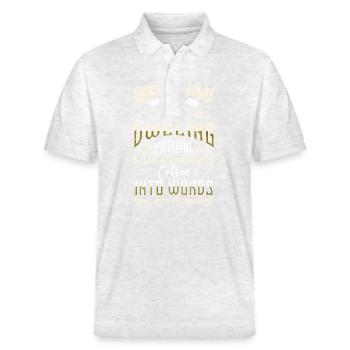 Schreiber Fantasie Buchautor - Stanley/Stella Unisex Bio-Poloshirt PREPSTER - Weiß meliert - Vorne - Roxy (174cm) & Andy (188cm)