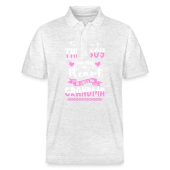 Opa Großmutter - Stanley/Stella Unisex Bio-Poloshirt PREPSTER - Weiß meliert - Vorne - Roxy (174cm) & Andy (188cm)