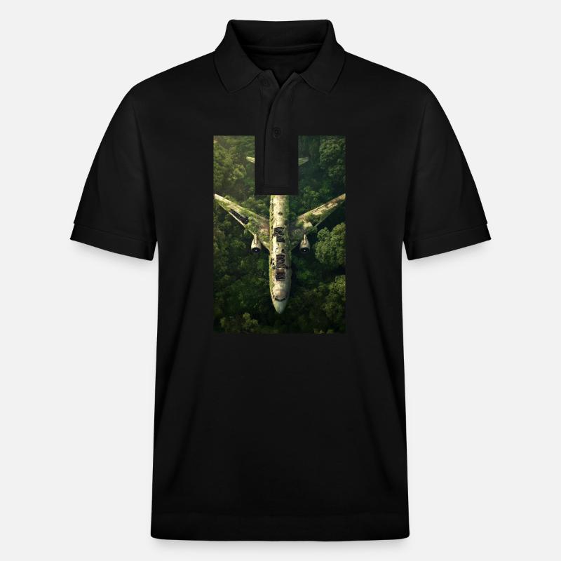 Verlassenes Dschungel-Flugzeugwrack - Stanley/Stella Unisex Bio-Poloshirt PREPSTER - Schwarz