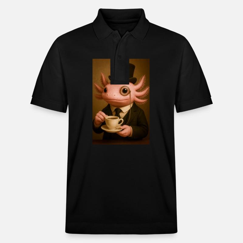 Eleganter Axolotl zum Kaffee - Stanley/Stella Unisex Bio-Poloshirt PREPSTER - Schwarz