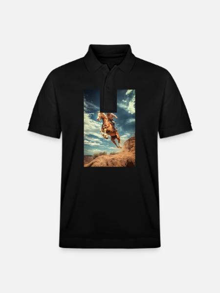 Cowboy Cliff Jump - Stanley/Stella Unisex Organic Polo Shirt PREPSTER - black