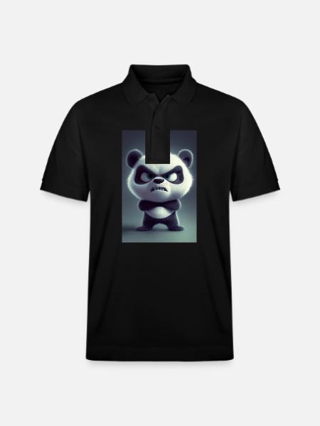 Grumpy Cartoon Panda Mood - Stanley/Stella Unisex Organic Polo Shirt PREPSTER - black
