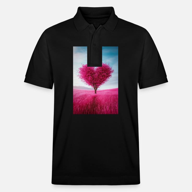 Herzförmiger Baum der Liebe - Stanley/Stella Unisex Bio-Poloshirt PREPSTER - Schwarz