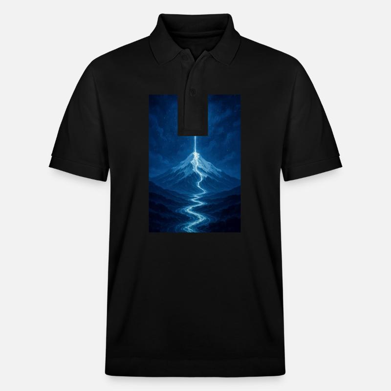 Mondschein Fluss aus der Luft - Stanley/Stella Unisex Bio-Poloshirt PREPSTER - Schwarz