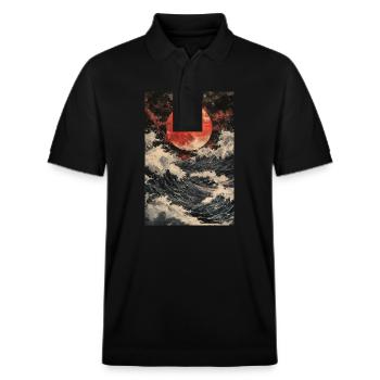 Red Moon Over Stormy Sea - Stanley/Stella Unisex Organic Polo Shirt PREPSTER - black - Front - Roxy (174cm) & Andy (188cm)