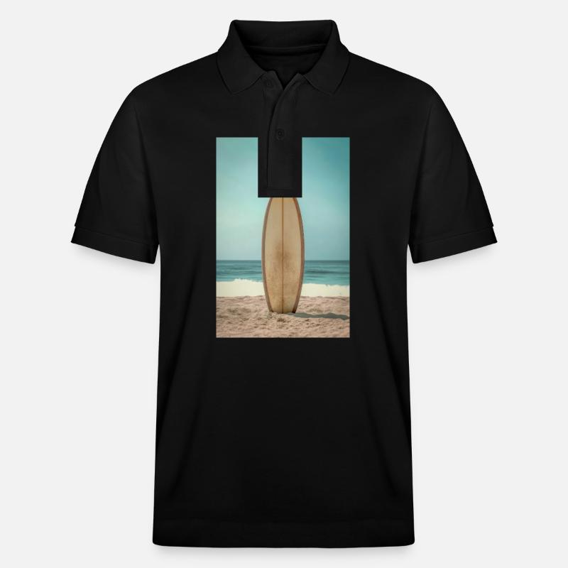 Schwarz-Weiß-Surf-Explosion - Stanley/Stella Unisex Bio-Poloshirt PREPSTER - Schwarz
