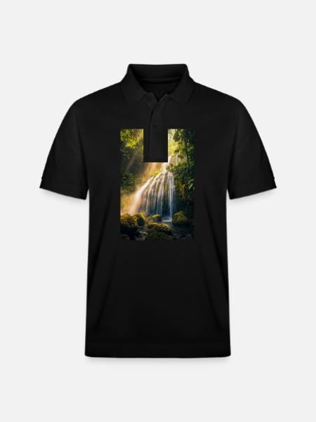 Sunlit Cascade in Rainforest - Stanley/Stella Unisex Organic Polo Shirt PREPSTER - black