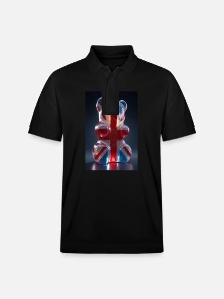 British Flag Gummy Bear - Stanley/Stella Unisex Organic Polo Shirt PREPSTER - black
