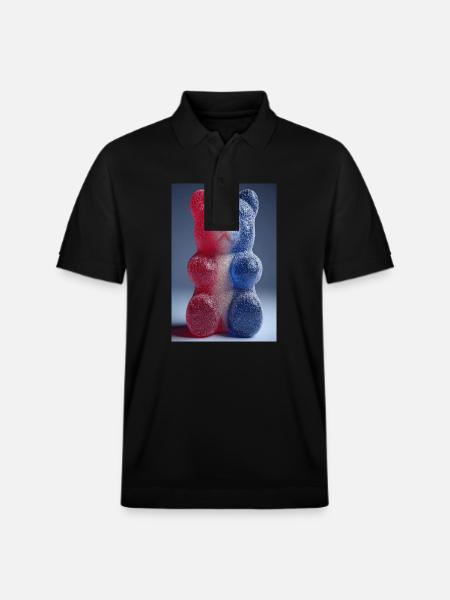 French Flag Gummy Bear - Stanley/Stella Unisex Organic Polo Shirt PREPSTER - black