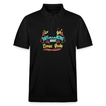 Immer wieder von Comics träumen - Stanley/Stella Unisex Bio-Poloshirt PREPSTER - Schwarz - Vorne - Roxy (174cm) & Andy (188cm)