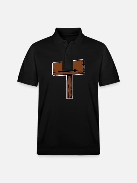Holzschild Wegweiser Richtungspfeil - Stanley/Stella Unisex Bio-Poloshirt PREPSTER - Schwarz