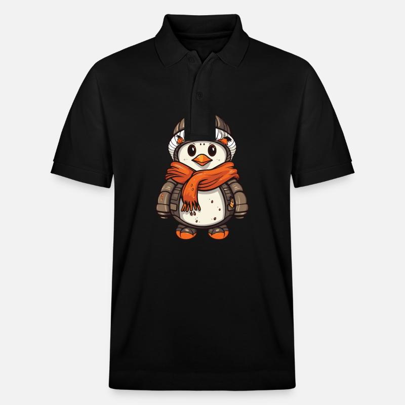 Pinguin Comic Niedlich Winter - Stanley/Stella Unisex Bio-Poloshirt PREPSTER - Schwarz
