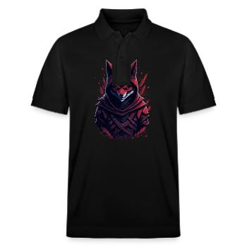 Fox Samurai - Stanley/Stella Unisex Bio-Poloshirt PREPSTER - Schwarz - Vorne - Roxy (174cm) & Andy (188cm)
