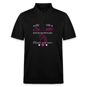 Ne touche pas mon ventre - Polo PREPSTER bio Stanley/Stella Unisexe - noir - Devant - Roxy (174cm) & Andy (188cm)