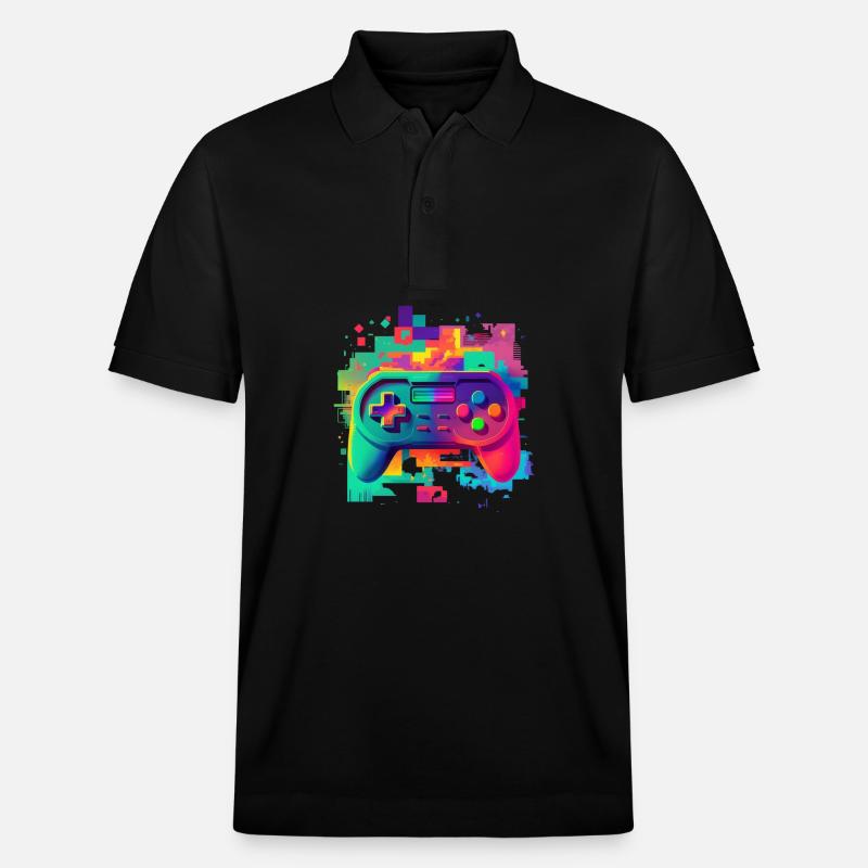 Retro bunte Konsole - Stanley/Stella Unisex Bio-Poloshirt PREPSTER - Schwarz