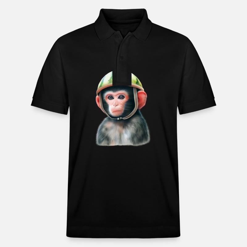 Affe mit Wassermelone - Stanley/Stella Unisex Bio-Poloshirt PREPSTER - Schwarz