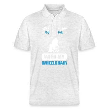 Fauteuil roulant - Polo PREPSTER bio Stanley/Stella Unisexe - blanc chiné - Devant - Roxy (174cm) & Andy (188cm)