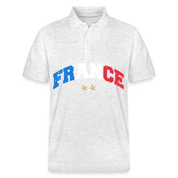 Maillot de football France Drapeau français - Polo PREPSTER bio Stanley/Stella Unisexe - blanc chiné - Devant - Roxy (174cm) & Andy (188cm)