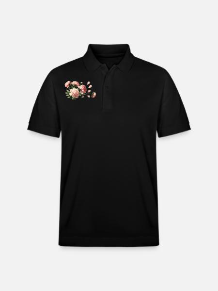 Romantic pink peonies - Stanley/Stella Unisex Organic Polo Shirt PREPSTER - black