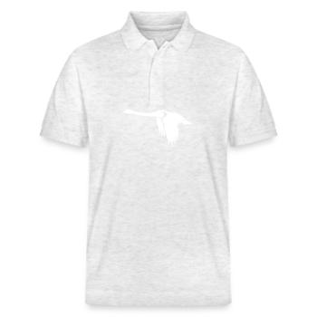 Élégant cygne volant sur de grandes ailes - Polo PREPSTER bio Stanley/Stella Unisexe - blanc chiné - Devant - Roxy (174cm) & Andy (188cm)