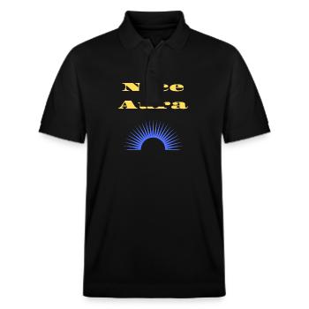 Nice Aura Bro, Gute Energie, Positive Ausstrahlung - Stanley/Stella Unisex Bio-Poloshirt PREPSTER - Schwarz - Vorne - Roxy (174cm) & Andy (188cm)