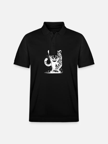 Cunning leopard hunting with spots - Stanley/Stella Unisex Organic Polo Shirt PREPSTER - black