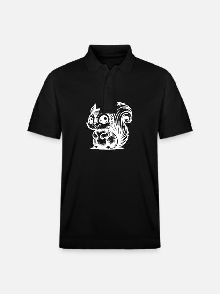 Little Laughing Squirrel Kids Drawing - Stanley/Stella Unisex Organic Polo Shirt PREPSTER - black