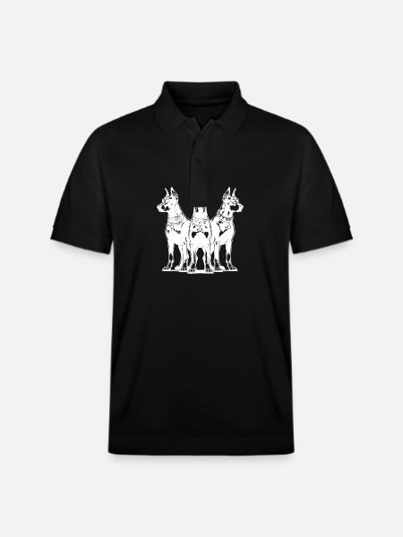 Dobermann-hunder som en vaktgruppe på tre - Stanley/Stella PREPSTER økologisk unisex-poloskjorte - svart