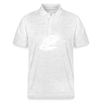 Rasanter Motocross Fahrer mit Matsch Spritzkraft - Stanley/Stella Unisex Bio-Poloshirt PREPSTER - Weiß meliert - Vorne - Roxy (174cm) & Andy (188cm)