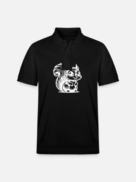 Laughing Baby Squirrel Kids Drawing - Stanley/Stella Unisex Organic Polo Shirt PREPSTER - black