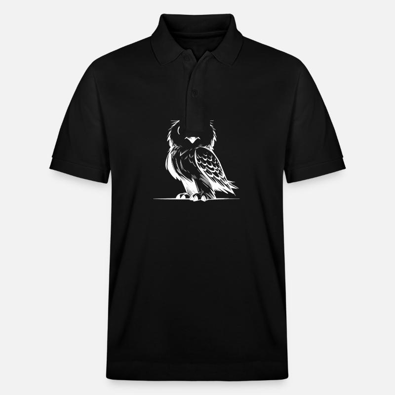 Putzige Schnee-Eule Bleistift Skizze - Stanley/Stella Unisex Bio-Poloshirt PREPSTER - Schwarz