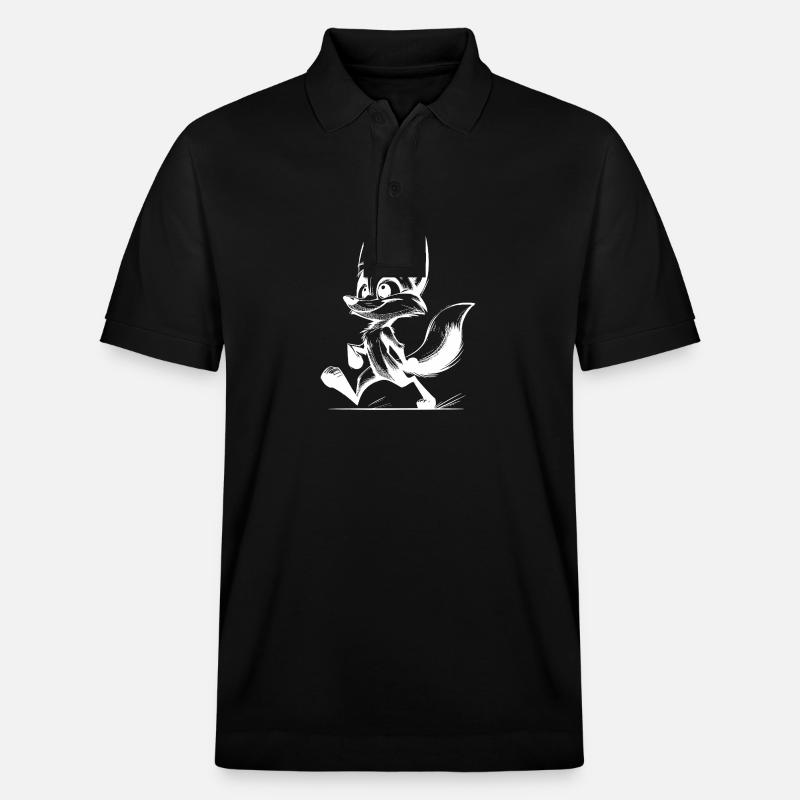 Fuchs Zeichnung Schlitzohr Fuchs - Stanley/Stella Unisex Bio-Poloshirt PREPSTER - Schwarz