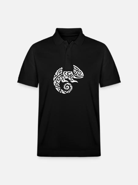 Cute Chameleon Tattoo Disguise - Stanley/Stella Unisex Organic Polo Shirt PREPSTER - black