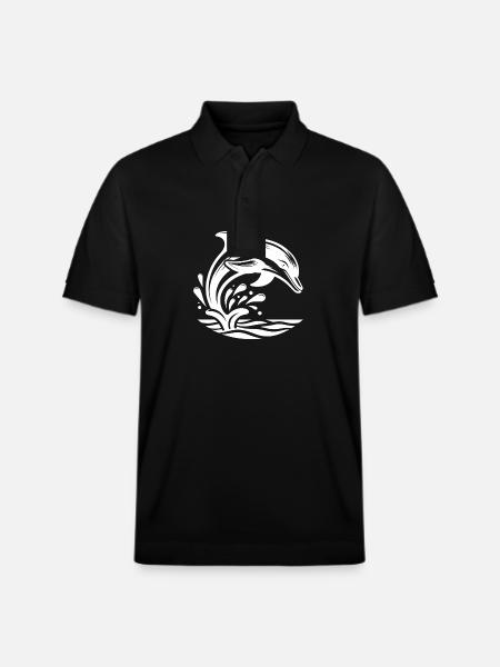 Springender Eleganter Tattoo Delfin - Stanley/Stella Unisex Bio-Poloshirt PREPSTER - Schwarz