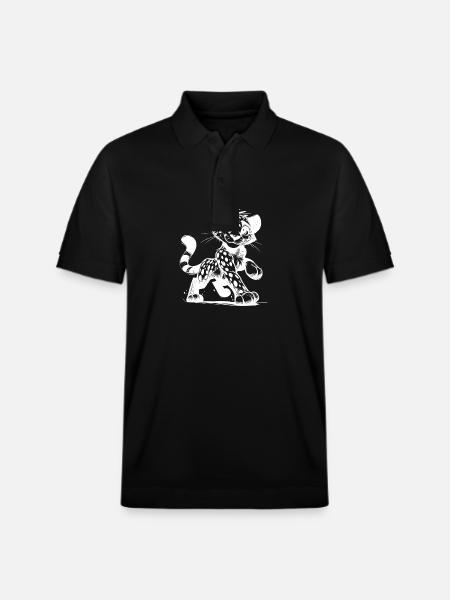 Leopard med smil, prikker og krammefaktor - Stanley/Stella PREPSTER økologisk unisex poloshirt - sort