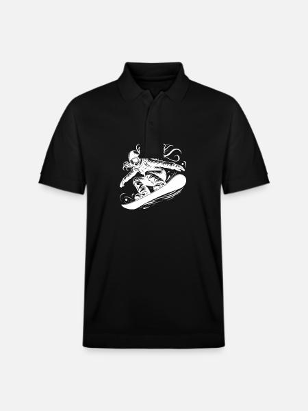 Pulverschnee und Snowboarding - Stanley/Stella Unisex Bio-Poloshirt PREPSTER - Schwarz