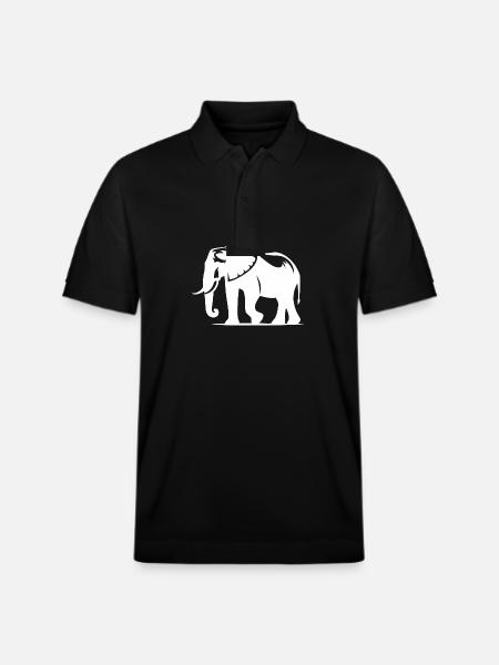 Large elephant silhouette with tusks - Stanley/Stella Unisex Organic Polo Shirt PREPSTER - black
