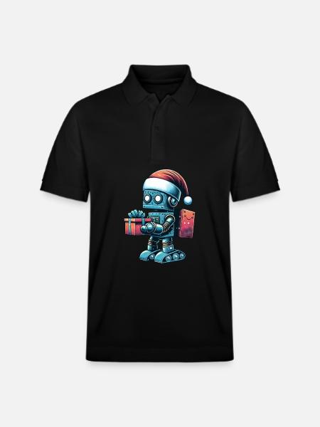 Robot Santa Claus Festive Technology - Stanley/Stella Unisex Organic Polo Shirt PREPSTER - black