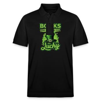 Les livres font que tous les jours se sentent chanceux la Saint-Patrick - Polo PREPSTER bio Stanley/Stella Unisexe - noir - Devant - Roxy (174cm) & Andy (188cm)