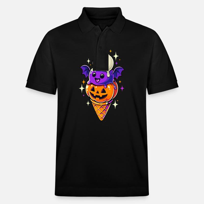Halloween - glace citrouille - Polo PREPSTER bio Stanley/Stella Unisexe - noir