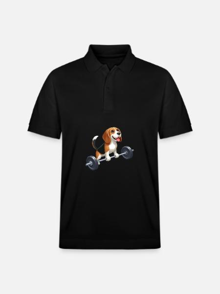 Beagle Weightlifting Workout Strength - Stanley/Stella Unisex Organic Polo Shirt PREPSTER - black