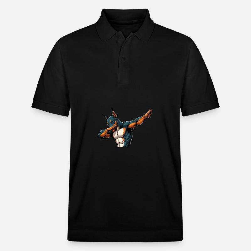 Cooler Dobermann Dabbing Comic - Stanley/Stella Unisex Bio-Poloshirt PREPSTER - Schwarz