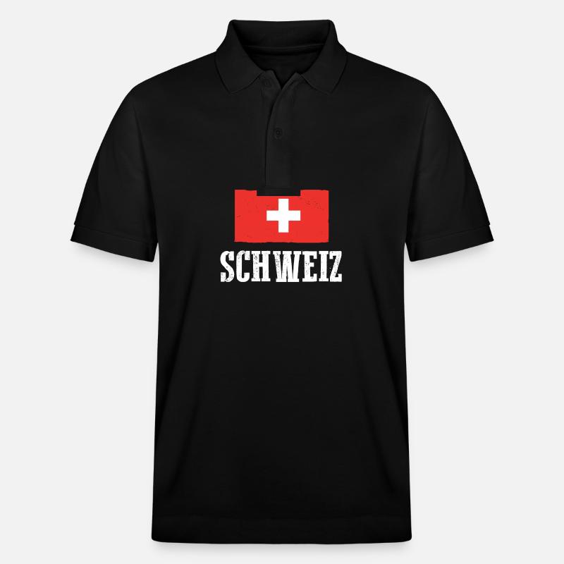 Schweizer Schweiz - Stanley/Stella Unisex Bio-Poloshirt PREPSTER - Schwarz
